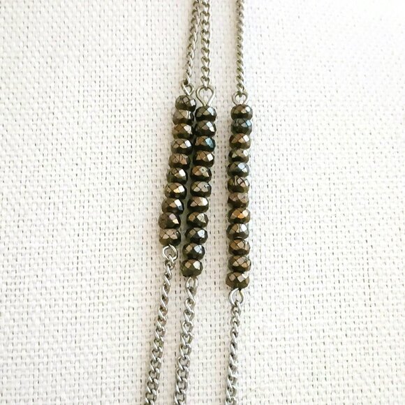 Sophia Multi Strand Necklace 18" Faux Hematite Bead Silver Tone Layered - Picture 4 of 6